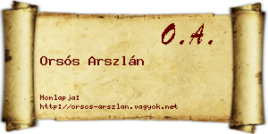 Orsós Arszlán névjegykártya